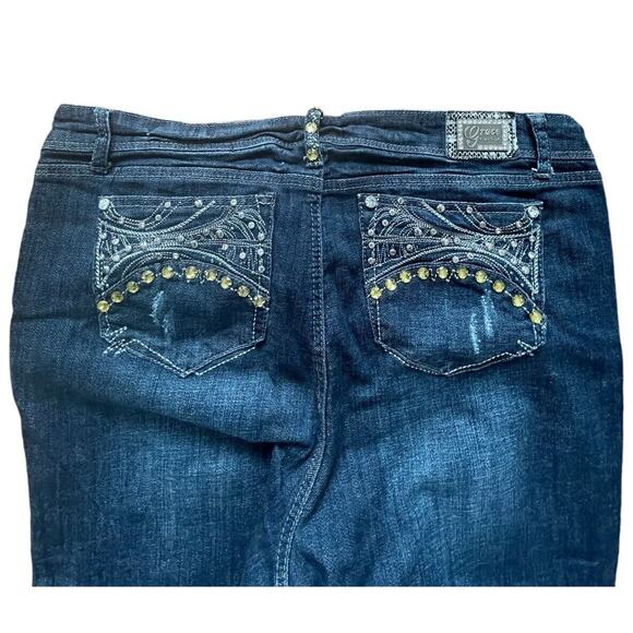 Grace in LA Boot Cut Jeans Womens Sz 36 Embroidered Sequin Denim - Picture 13 of 14